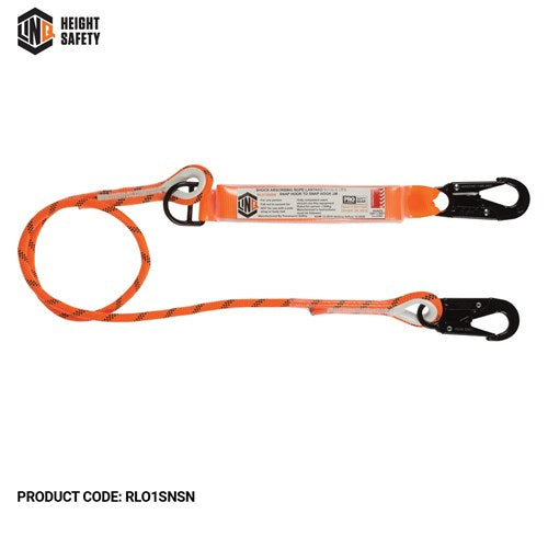 Single Leg Kernmantle 2M Shock Absorb Rope Lanyard With Hardware Sn X2