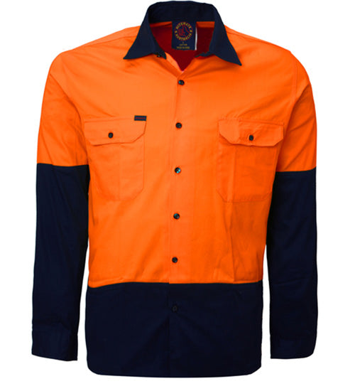 Open Front 2 Tone L/S Shirt