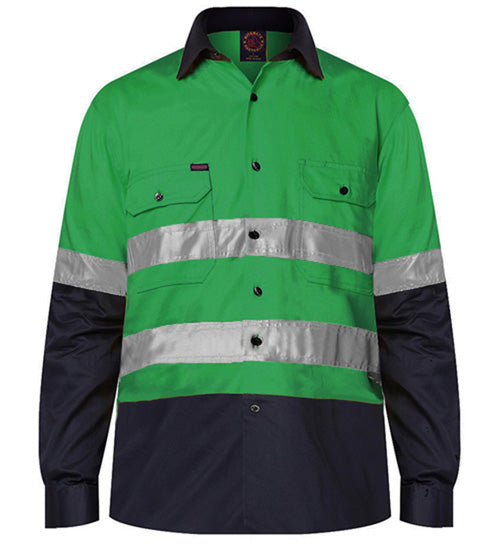 2 Tone Open Front Shirt L/S 50mm Reflective Tape
