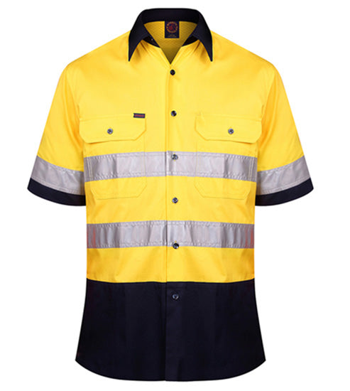 2 Tone Open Front Shirt S/S 50mm Reflective Tape
