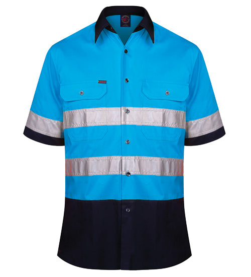 Two Tone Open Front Shirt S/S 50mm Reflective Tape
