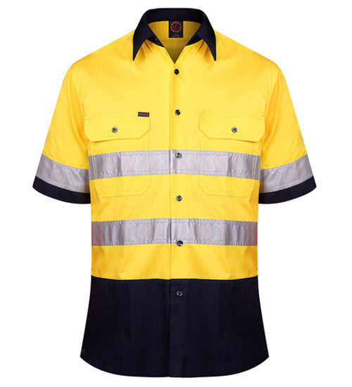 Two Tone Open Front Shirt S/S 50mm Reflective Tape