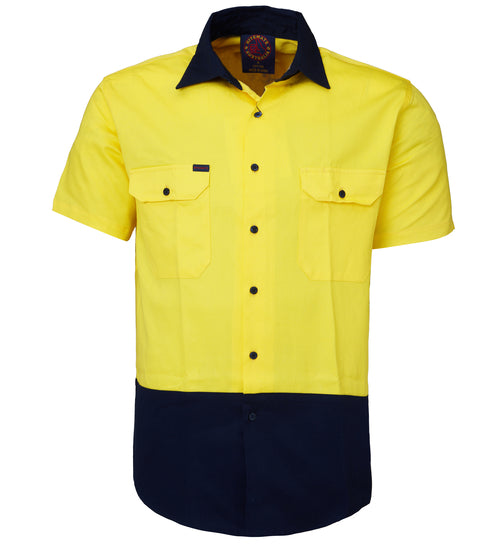 Two Tone Open Front S/S Shirt