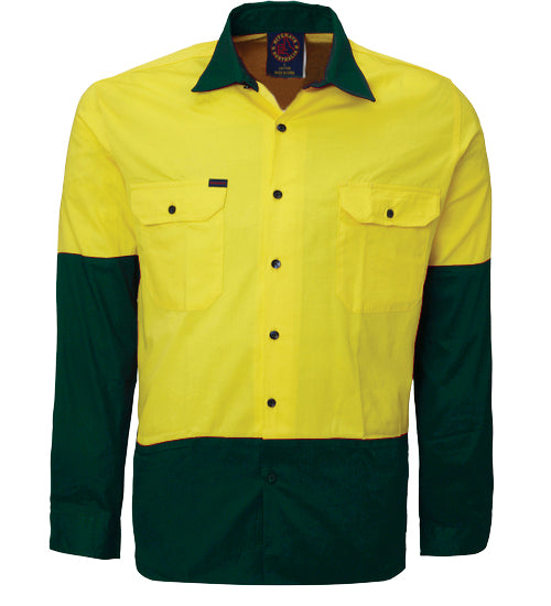 Open Front Two Tone L/S Shirt