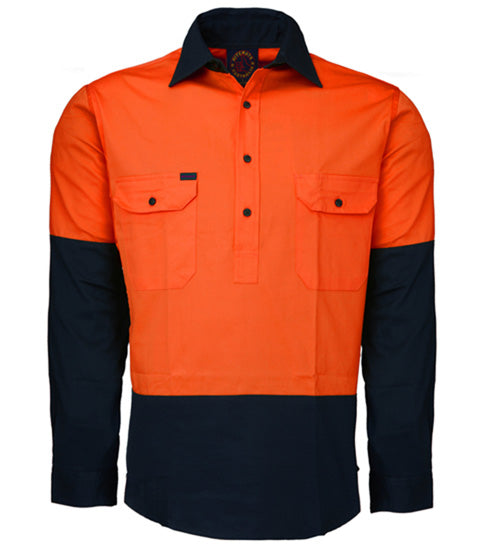 Closed Front L/S Two Tone Shirt
