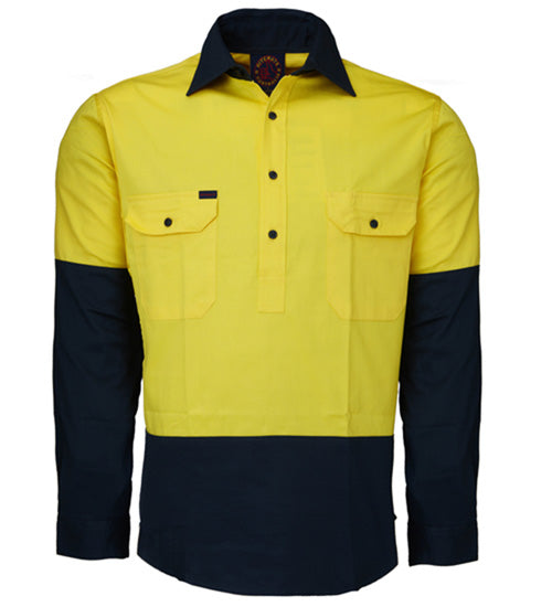 Closed Front L/S Two Tone Shirt