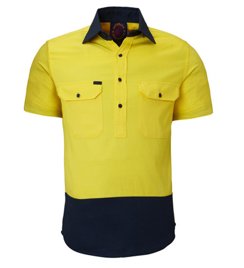 Closed Front S/S Two Tone Shirt