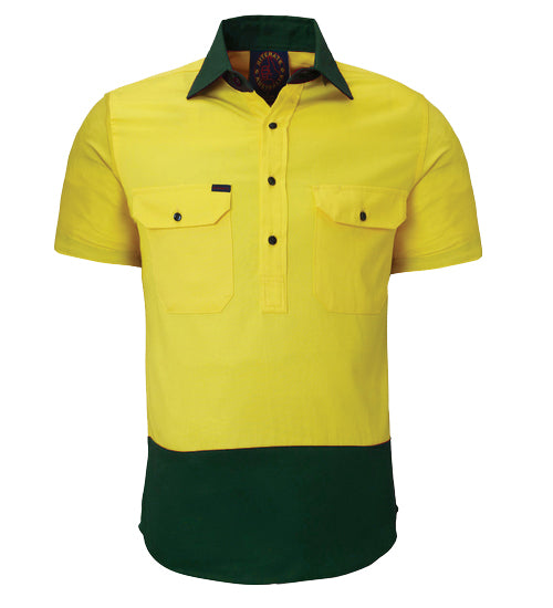 Closed Front S/S Two Tone Shirt