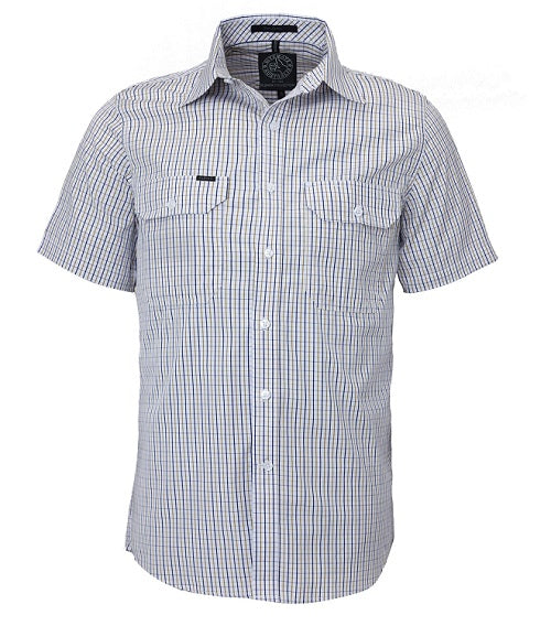 Pilbara Men's S/S Check Shirt, Double Pockets