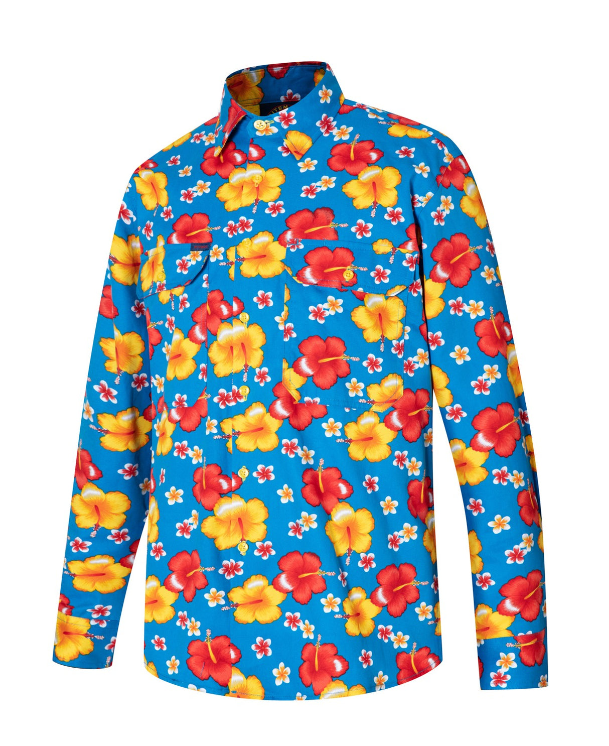 Vented Open Front L/W L/S Hibiscus Shirt