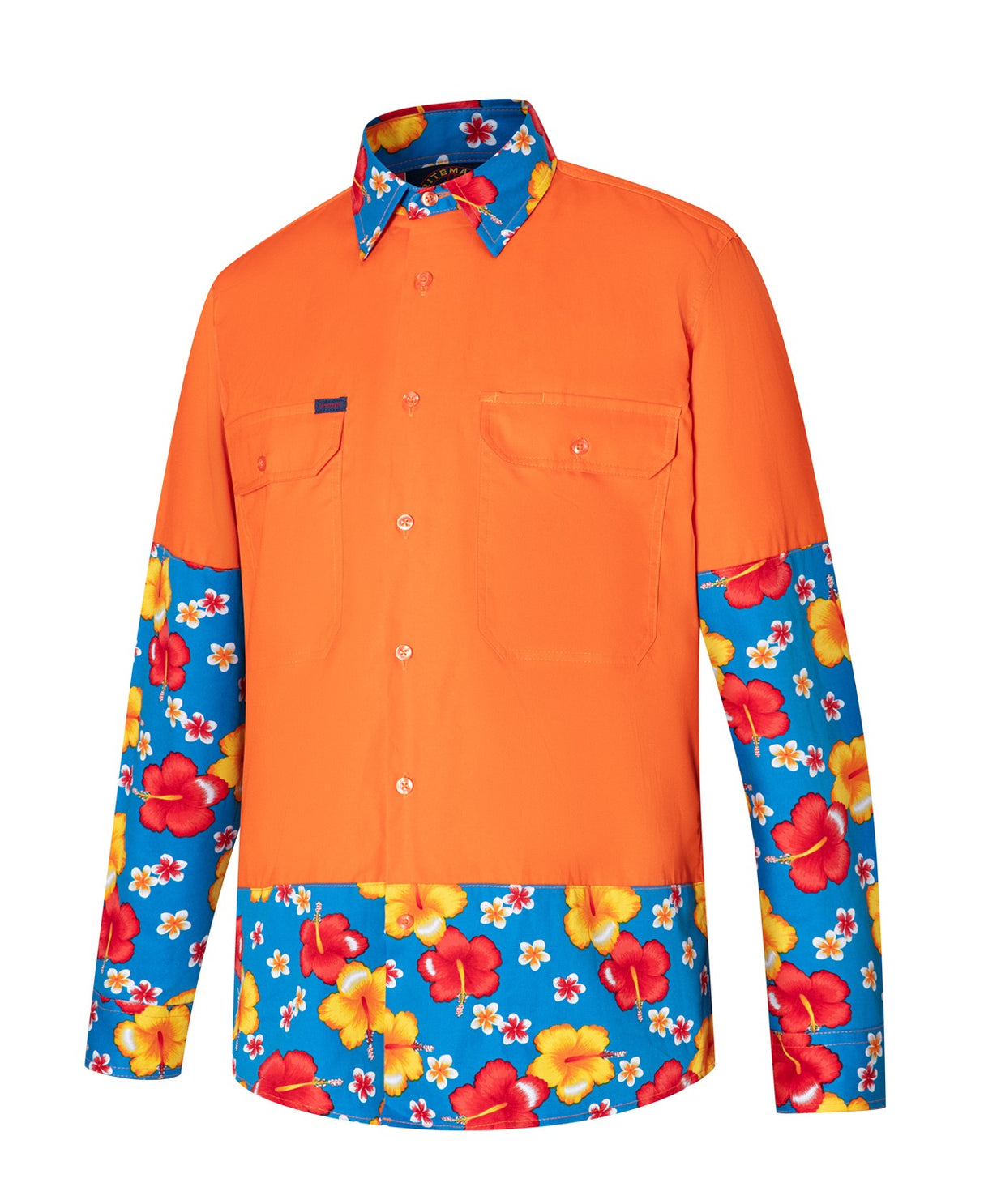 Vented Open Front L/W L/S Two Tone Hibiscus