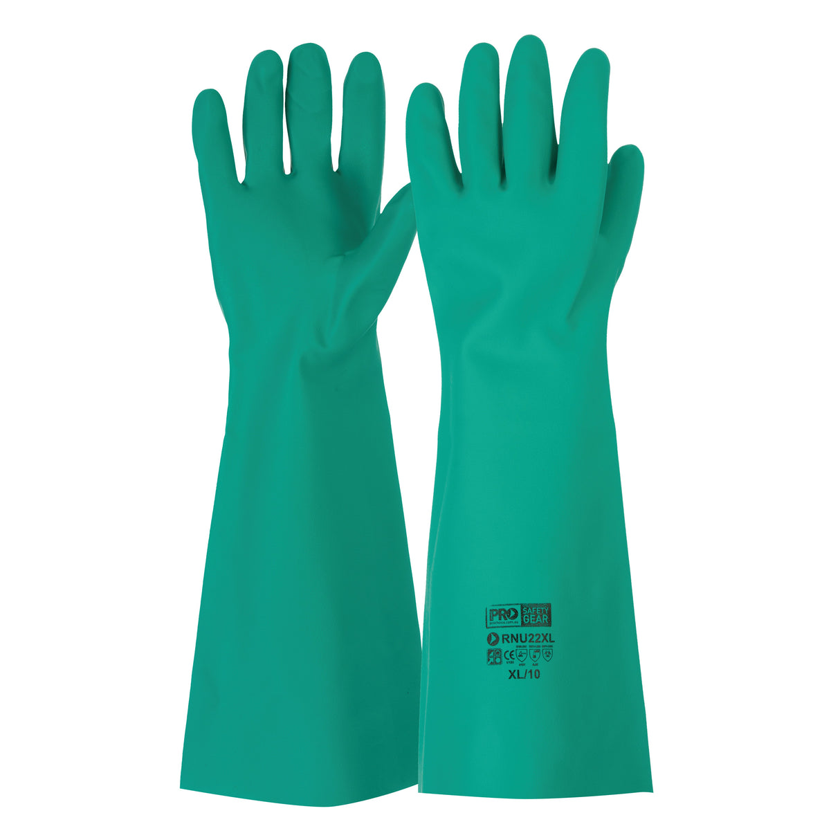 45cm Green Nitrile Gauntlet Gloves (12 Pair)