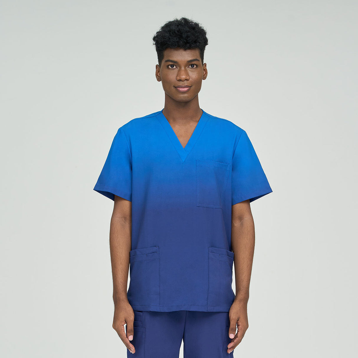 Short Sleeve Ombre Print V Neck Top