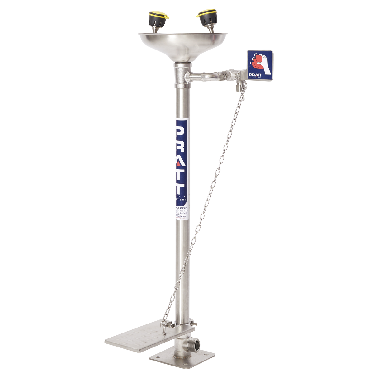 Pedestal Mounted Eye Wash With Bowl & Foot Treadle