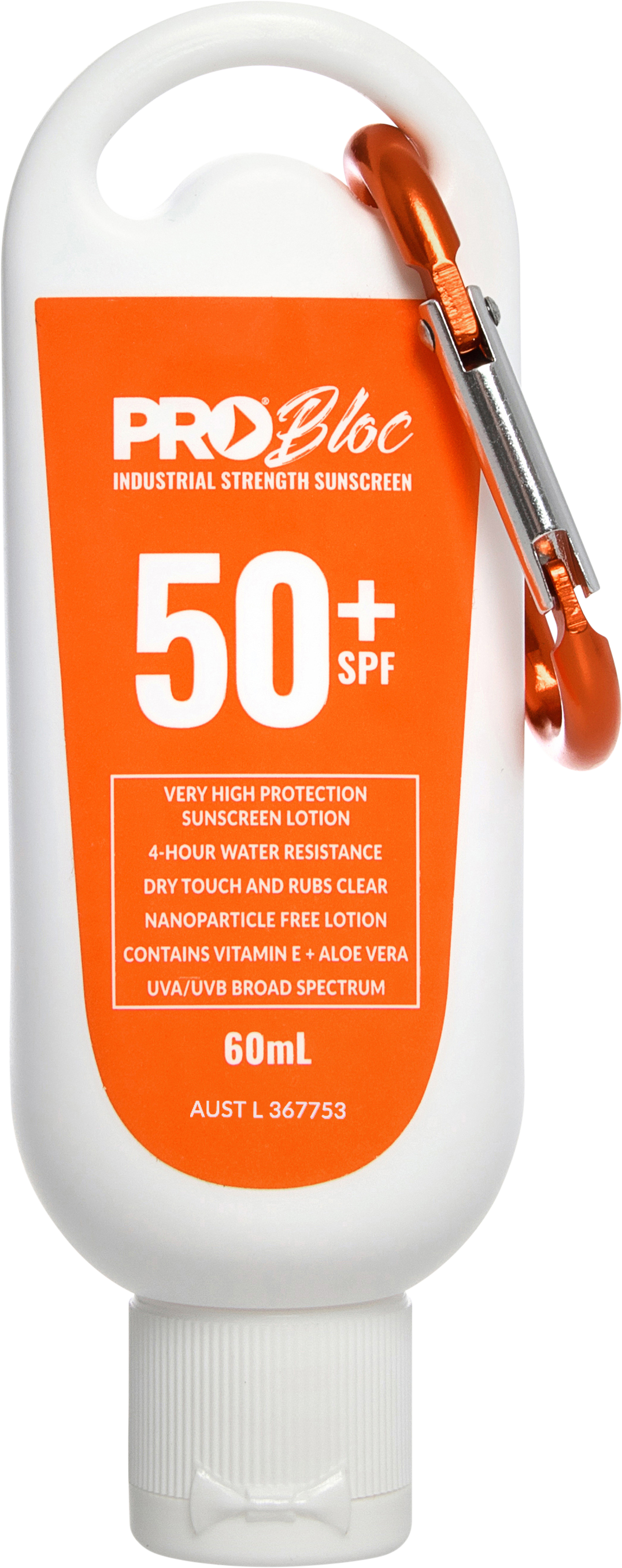 Probloc SPF 50 + Sunscreen 60ml Squeeze Bottle With Carabiner (6 Pack)