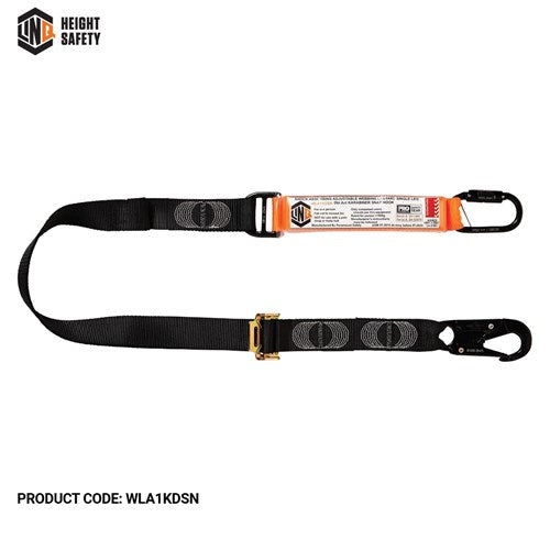 Elite Single Leg Shock Absorbing 2M Adjustable Lanyard With Hardware Kd & Sn