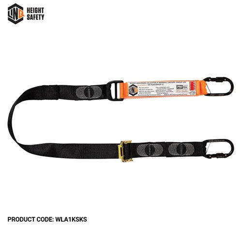 Elite Single Leg Shock Absorbing 2M Adjustable Lanyard With Hardware Ks X2