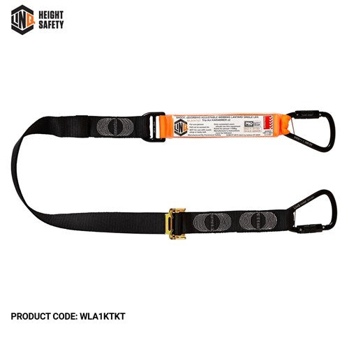 Elite Single Leg Shock Absorbing 2M Adjustable Lanyard With Hardware Kt X2