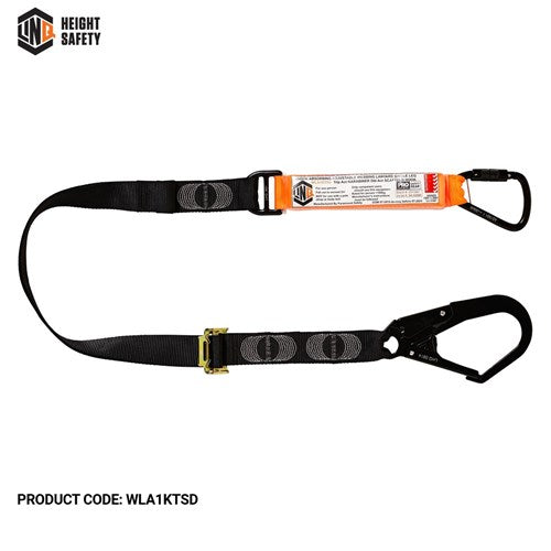 Elite Single Leg Shock Absorbing 2M Adjustable Lanyard With Hardware Kt & Sd