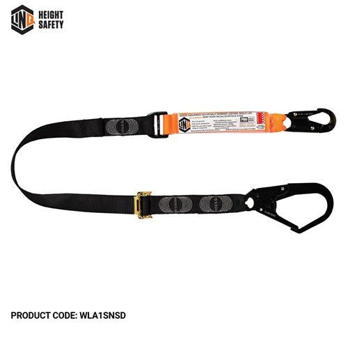 Elite Single Leg Shock Absorbing 2M Adjustable Lanyard With Hardware Sn & Sd