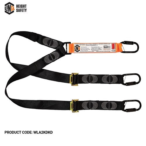 Elite Double Leg Shock Absorbing 2M Adjustable Lanyard With Hardware Kd X3
