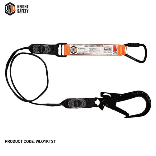 Elite Single Leg Shock Absorbing Webbing Lanyard With Hardware Kt & St