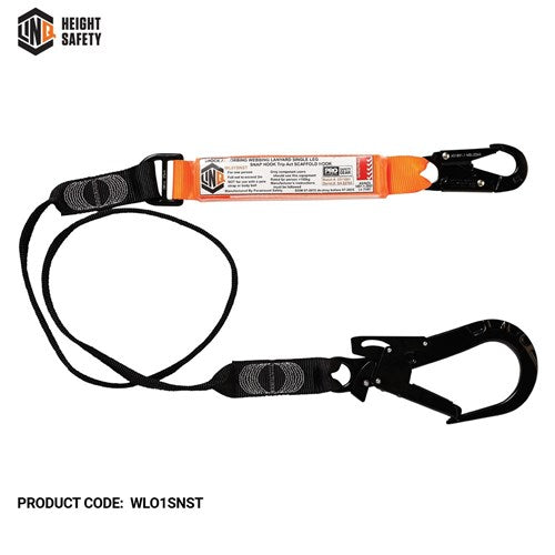Elite Single Leg Shock Absorbing Webbing Lanyard With Hardware Sn & St
