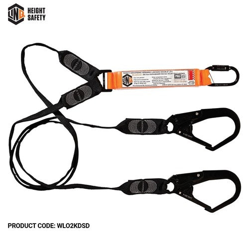 Elite Double Leg Shock Absorbing Webbing Lanyard With Hardware Kd & Sd X2