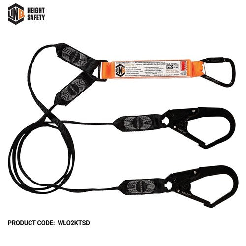 Elite Double Leg Shock Absorbing Webbing Lanyard With Hardware Kt & Sd X3