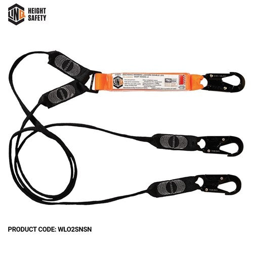 Elite Double Leg Shock Absorbing Webbing Lanyard With Hardware Sn X3