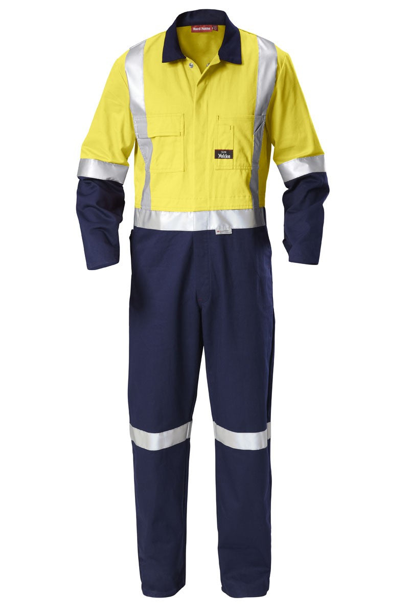 Hard Yakka Foundations Hi-Visibility Two Tone Cotton Drill Coverall With Tape