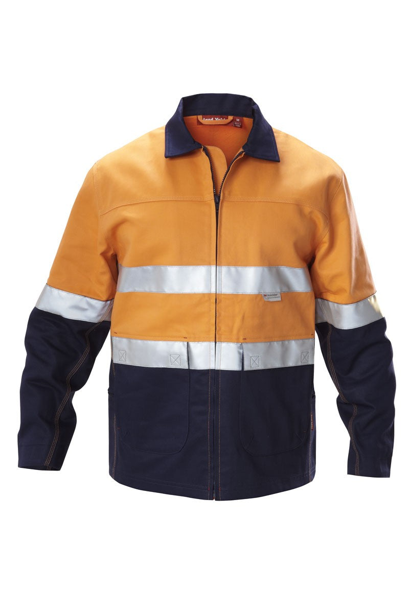 Hard Yakka Foundations Hi-Visibility Two Tone Cotton Drill Jacket With Tape