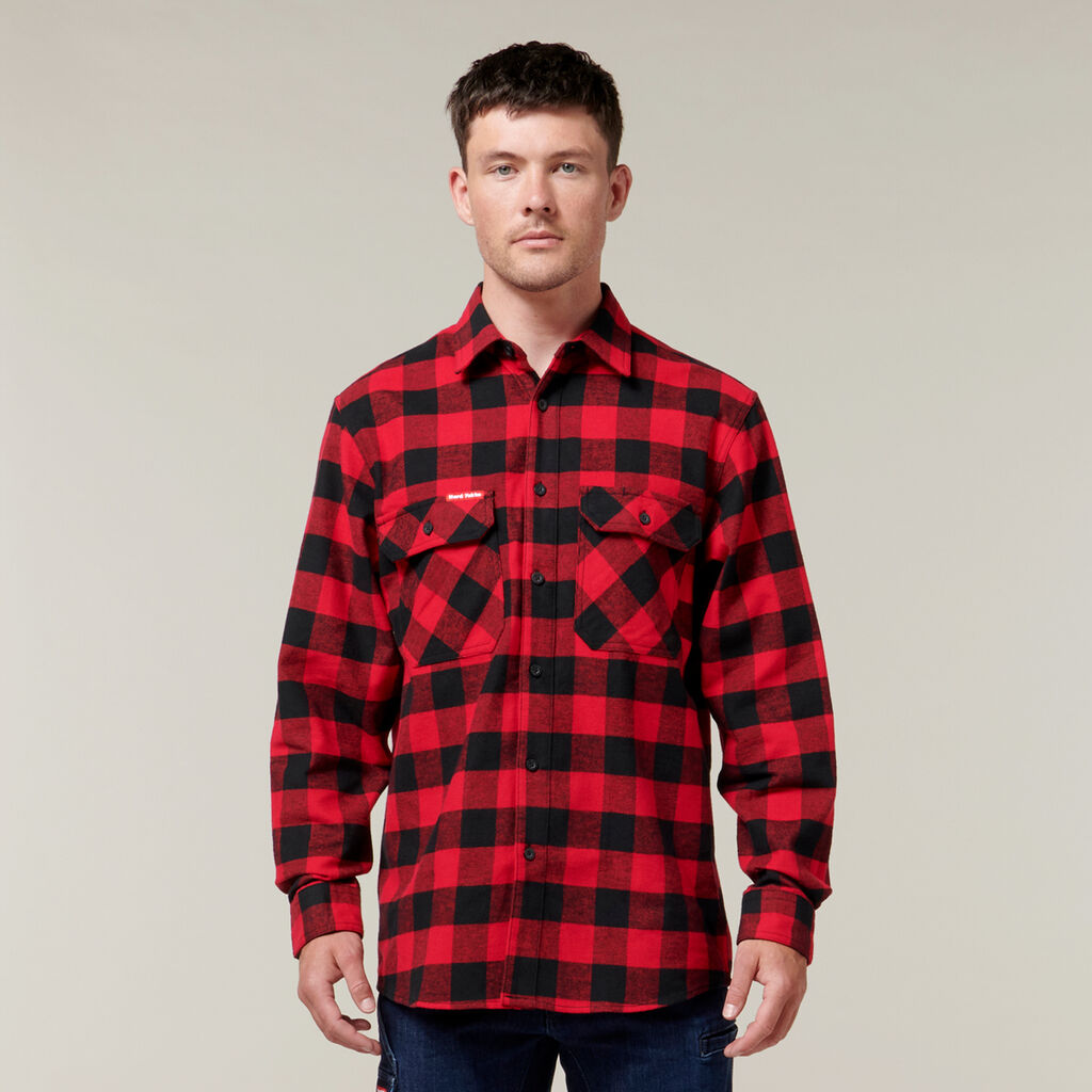 Hard Yakka Foundations Check Flannel Long Sleeve Shirt
