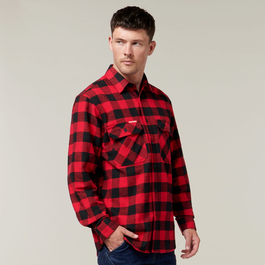 Hard Yakka Foundations Check Flannel Long Sleeve Shirt