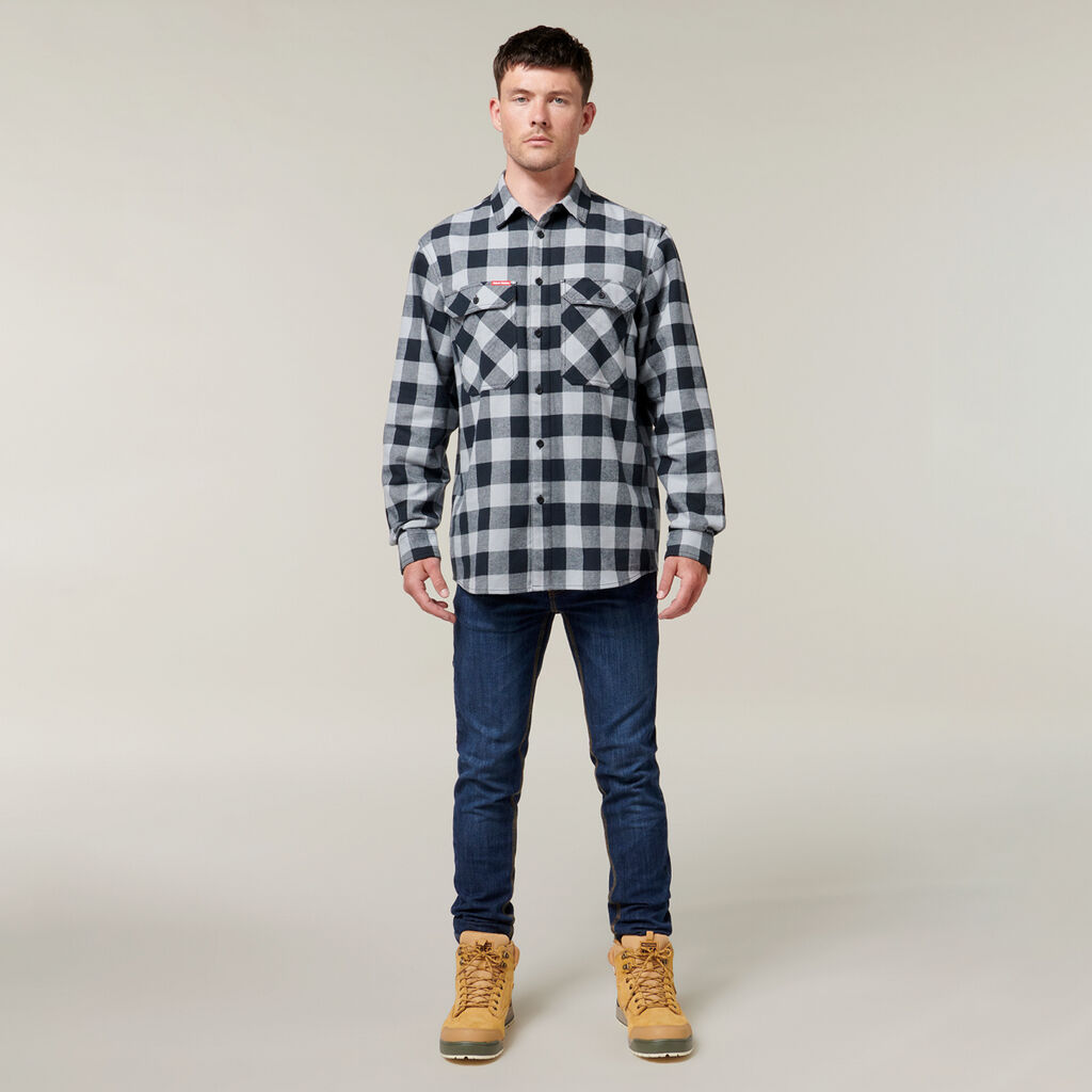 Hard Yakka Foundations Check Flannel Long Sleeve Shirt