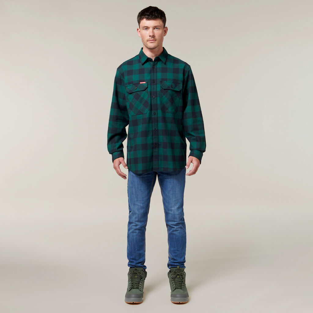 Hard Yakka Foundations Check Flannel Long Sleeve Shirt