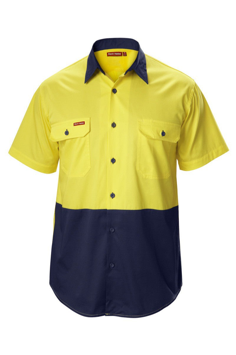 Hard Yakka Koolgear Hi-Visibility Two Tone Cotton Twill Ventilated Shirt Short Sleeve