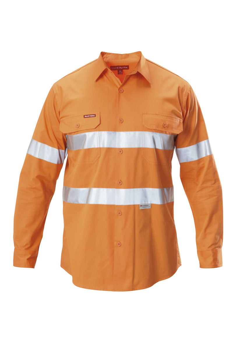 Hard Yakka Koolgear Hi-Visibility Cotton Twill Ventilated Shirt With Tape Long Sleeve