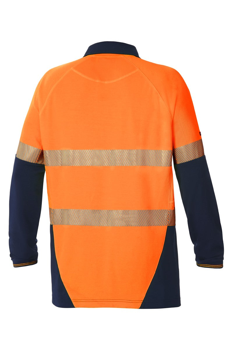 Hard Yakka Koolgear Hi-Visibility Two Tone Long Sleeve Ventilated Polo With Segmented Tape