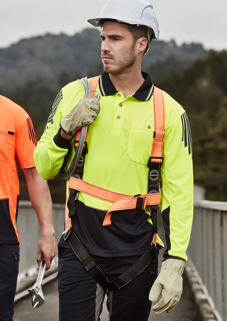 Mens Hi Vis Flux Long Sleeve Polo