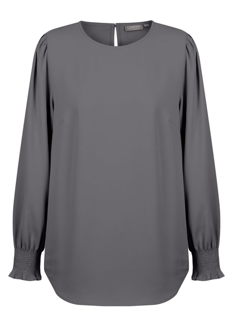 Luxe Twill Shirred Cuff Top