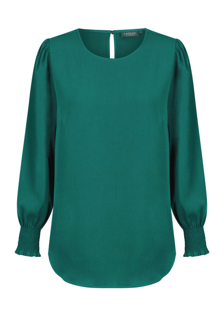 Luxe Twill Shirred Cuff Top