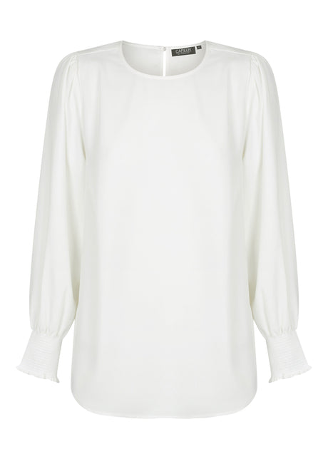 Luxe Twill Shirred Cuff Top