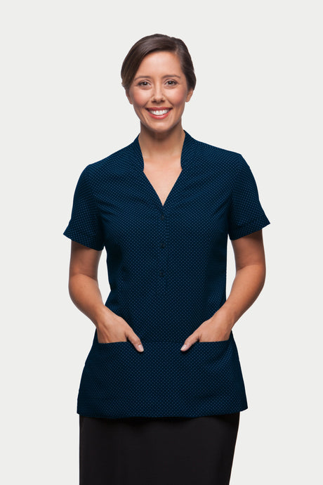 Short Sleeve City-Stretch Spot Tunic