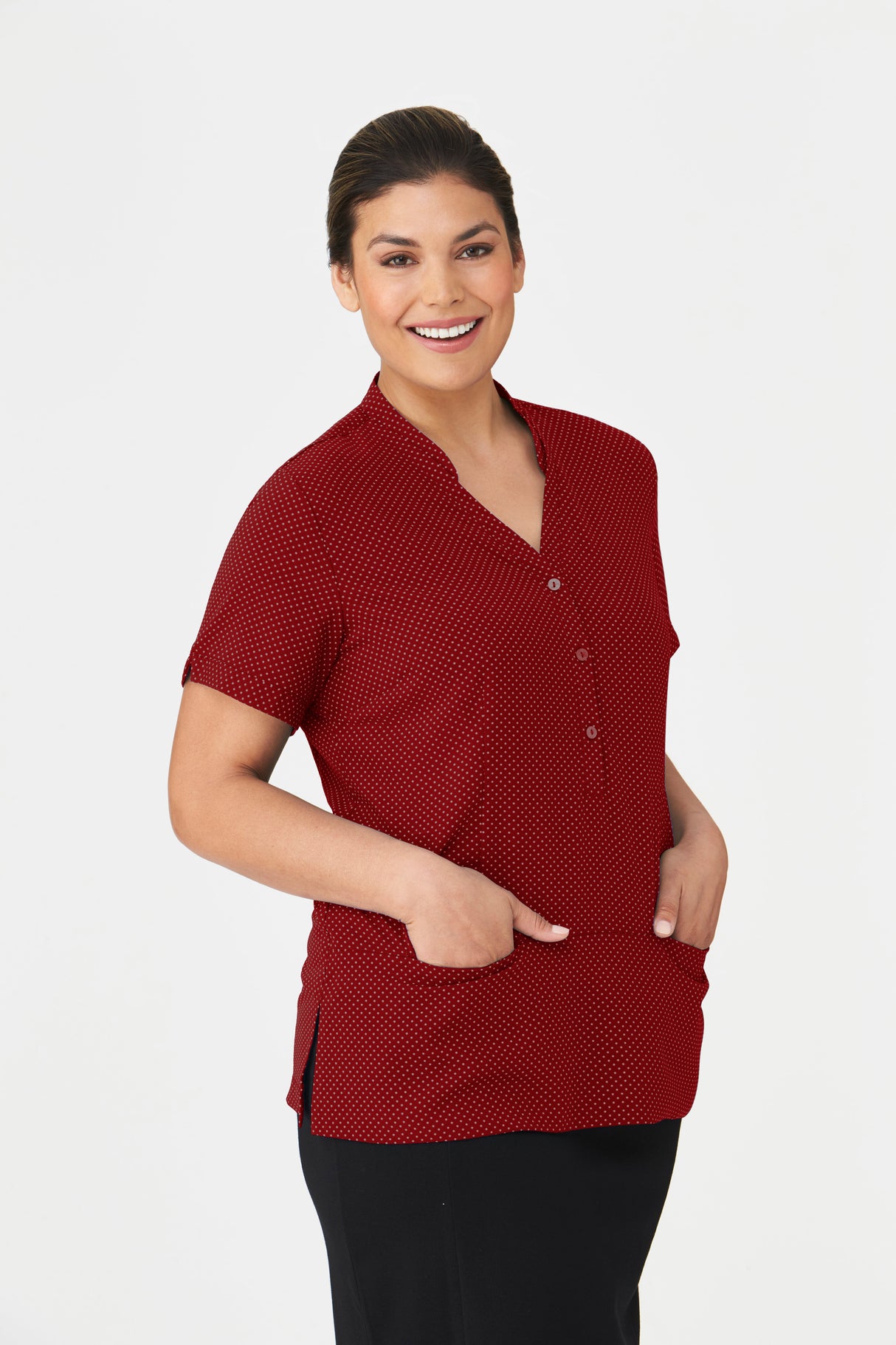 Short Sleeve City-Stretch Spot Tunic