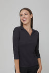3/4 Sleeve Ella ¾ Slv Detail Polo Top w/side Splits