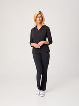 3/4 Sleeve Ella ¾ Slv Detail Polo Top w/side Splits
