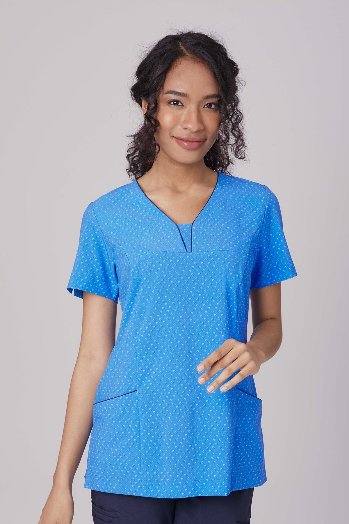 Short Sleeve Heart Print Stretch Tunic