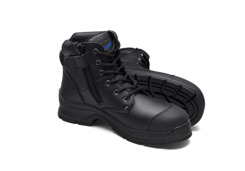 Black Microfibre Zip Side Ankle Safety Boot