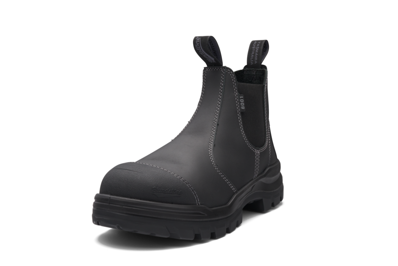 Rotoflex Black Water-Resistant Platinum Leather Elastic Side Safety Boot